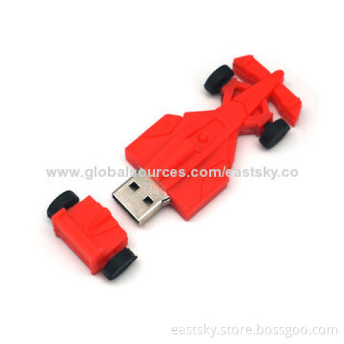 Custom F1 Car-shaped Thumb Drive, made of soft PVC material, OEM orders welcome